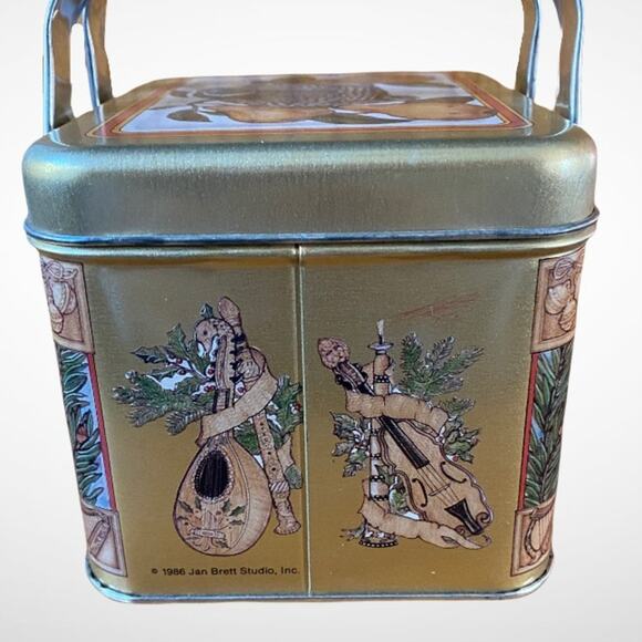 Jan Brett Studio 1986 Twelve Days of Christmas Metal Covered Basket Container - Picture 6 of 12